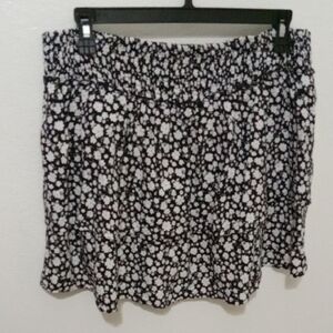 No Boundaries Black and White Two Layered Smocked Bubble Mini Skirt